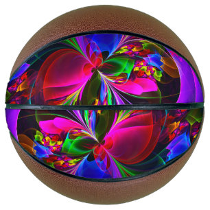 Modern Floral Abstract Art Red Blue Pattern #12 Basketball