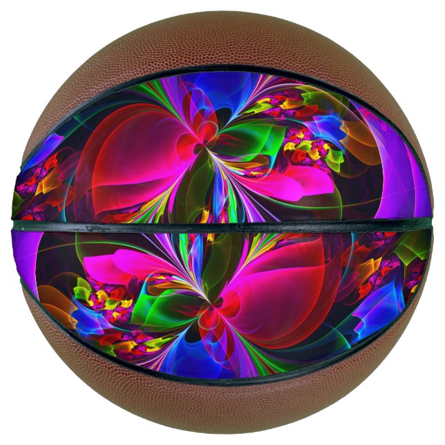 Modern Floral Abstract Art Red Blue Pattern #12 Basketball (Front)