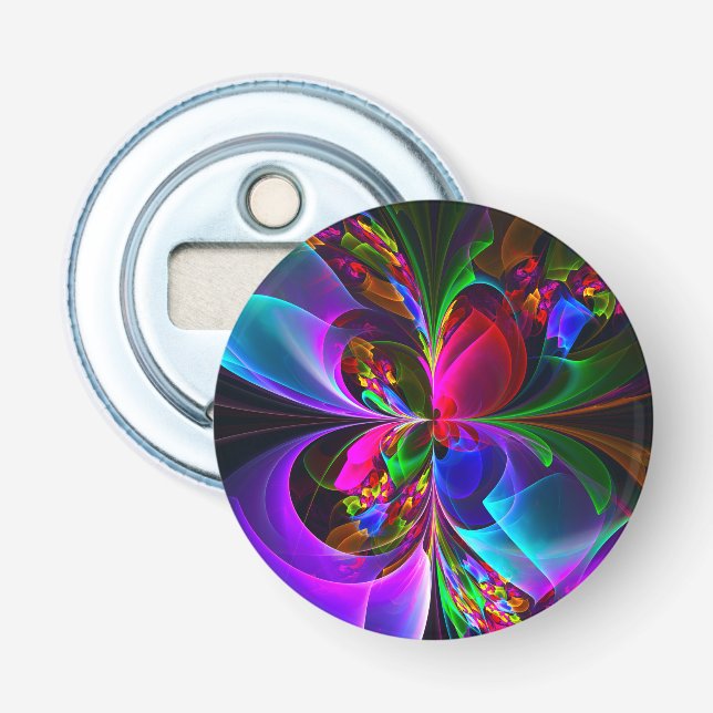 Modern Floral Abstract Art Red Blue Pattern #12 Bottle Opener (Front)