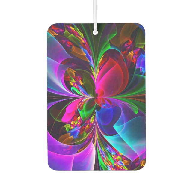 Modern Floral Abstract Art Red Blue Pattern #12 Car Air Freshener (Front)