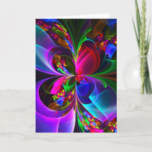 Modern Floral Abstract Art Red Blue Pattern #12 Card