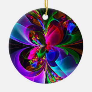 Modern Floral Abstract Art Red Blue Pattern #12 Ceramic Tree Decoration