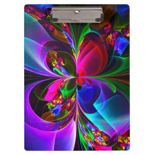 Modern Floral Abstract Art Red Blue Pattern #12 Clipboard