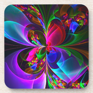 Modern Floral Abstract Art Red Blue Pattern #12 Coaster