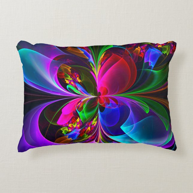 Modern Floral Abstract Art Red Blue Pattern #12 Decorative Cushion (Front)