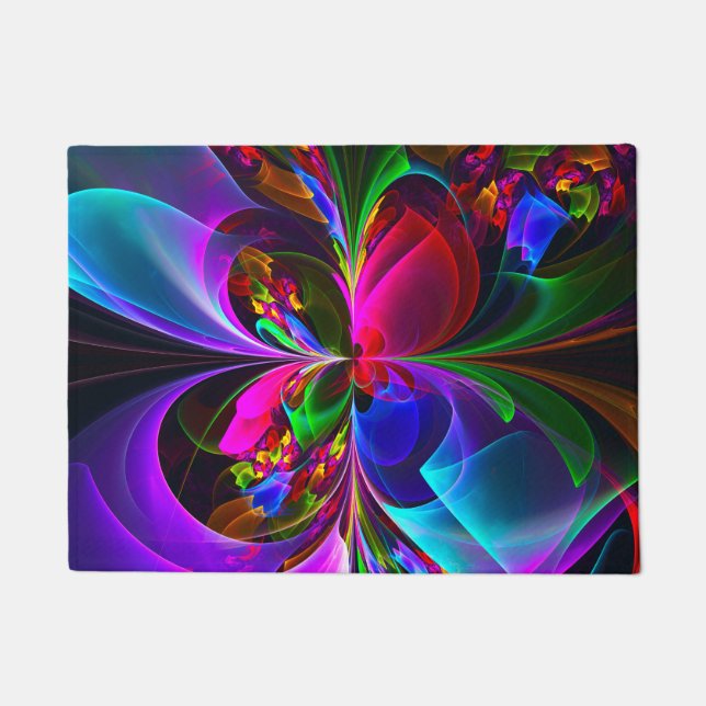 Modern Floral Abstract Art Red Blue Pattern #12 Doormat (Front)