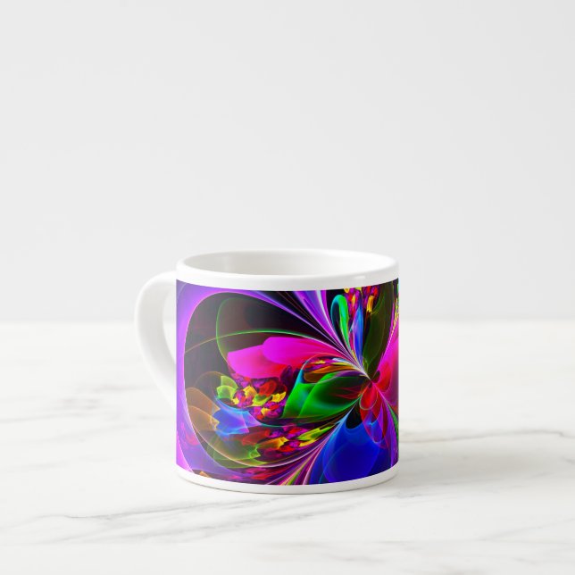 Modern Floral Abstract Art Red Blue Pattern #12 Espresso Cup (Front Left)