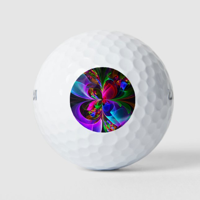 Modern Floral Abstract Art Red Blue Pattern #12 Golf Balls (Front)