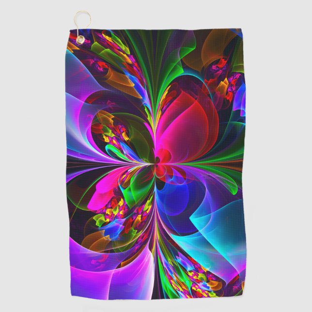 Modern Floral Abstract Art Red Blue Pattern #12 Golf Towel (Front)