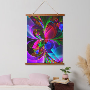 Modern Floral Abstract Art Red Blue Pattern #12 Hanging Tapestry
