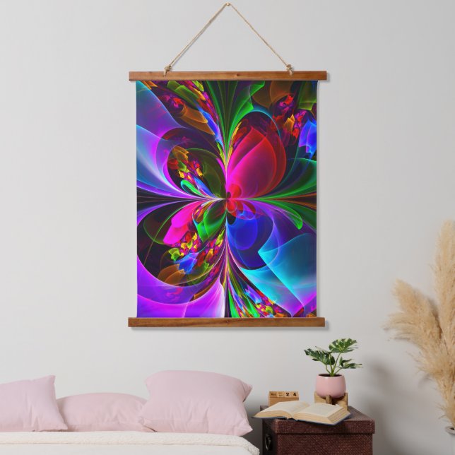 Modern Floral Abstract Art Red Blue Pattern #12 Hanging Tapestry (Bedroom)