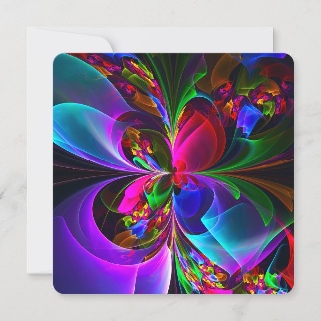 Modern Floral Abstract Art Red Blue Pattern #12 Invitation (Front)
