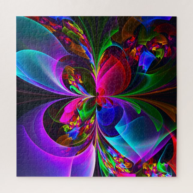 Modern Floral Abstract Art Red Blue Pattern #12 Jigsaw Puzzle (Vertical)