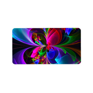 Modern Floral Abstract Art Red Blue Pattern #12 Label
