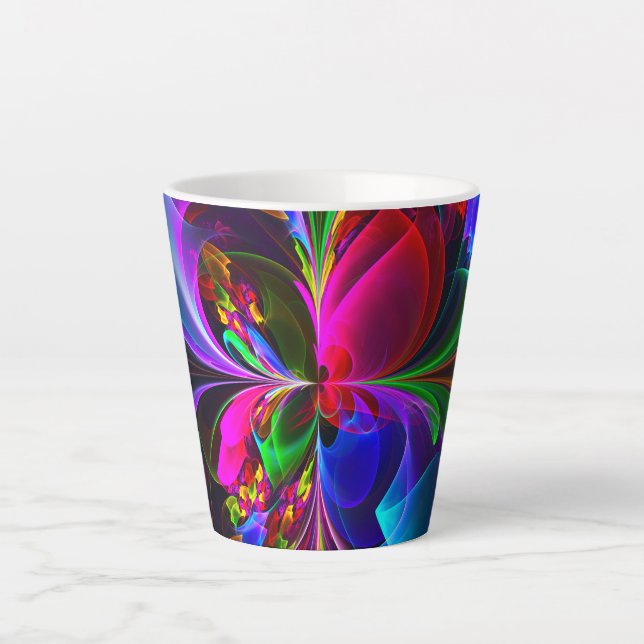 Modern Floral Abstract Art Red Blue Pattern #12 Latte Mug (Front)