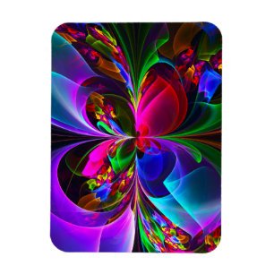Modern Floral Abstract Art Red Blue Pattern #12 Magnet