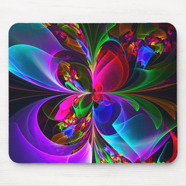 Modern Floral Abstract Art Red Blue Pattern #12 Mouse Mat (Front)