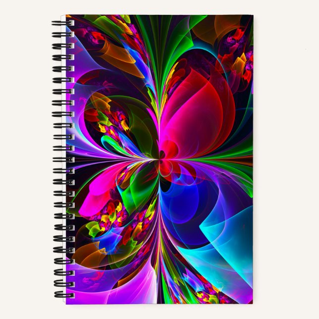 Modern Floral Abstract Art Red Blue Pattern #12 Notebook (Front)