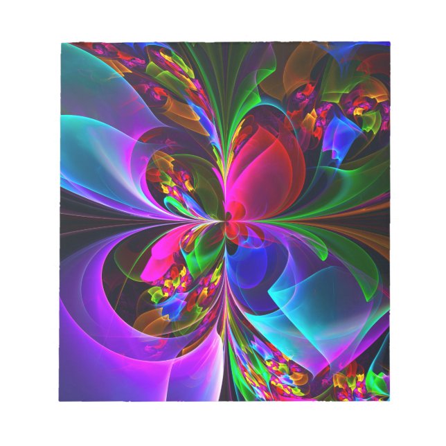 Modern Floral Abstract Art Red Blue Pattern #12 Notepad (Front)
