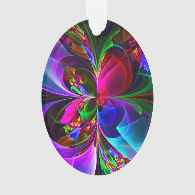Modern Floral Abstract Art Red Blue Pattern #12 Ornament (Front)