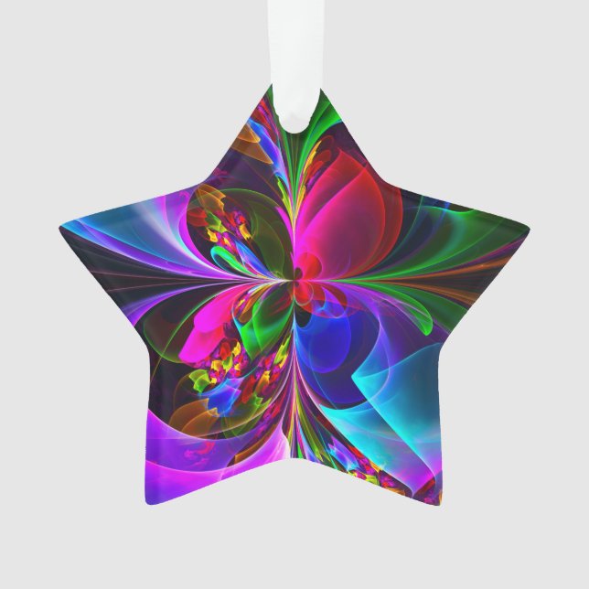 Modern Floral Abstract Art Red Blue Pattern #12 Ornament (Front)