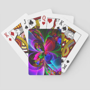 Modern Floral Abstract Art Red Blue Pattern #12 Playing Cards