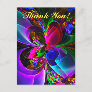 Modern Floral Abstract Art Red Blue Pattern #12 Postcard