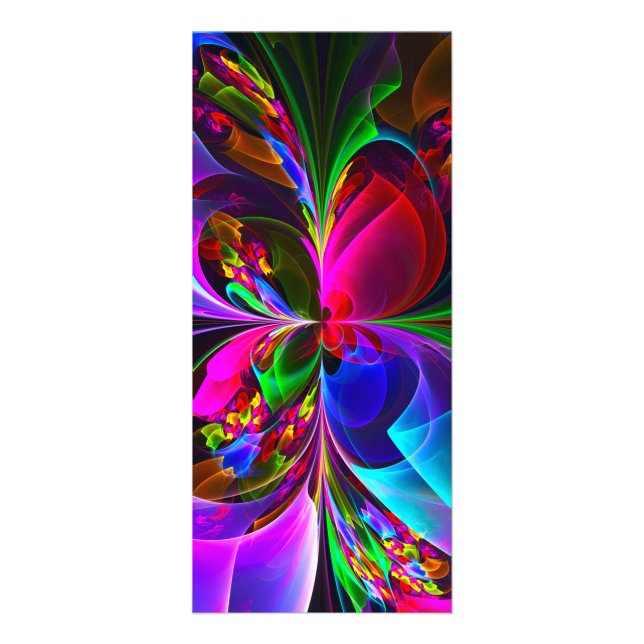 Modern Floral Abstract Art Red Blue Pattern #12 Rack Card (Front)