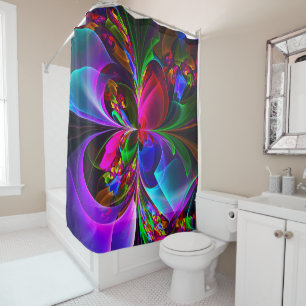 Modern Floral Abstract Art Red Blue Pattern #12 Shower Curtain