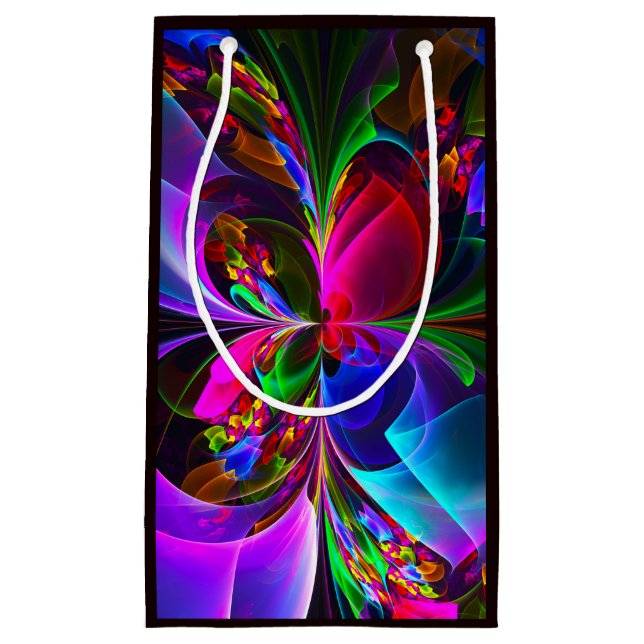Modern Floral Abstract Art Red Blue Pattern #12 Small Gift Bag (Front)