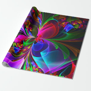 Modern Floral Abstract Art Red Blue Pattern #12 Wrapping Paper