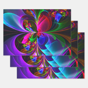 Modern Floral Abstract Art Red Blue Pattern #12 Wrapping Paper Sheet