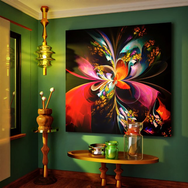 Modern Floral Abstract Art Red Blue Pattern #13 Canvas Print (Modern Floral Abstract Art Red Blue Pattern #13 Canvas Print)