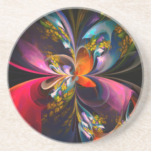 Modern Floral Abstract Art Red Blue Pattern #13 Coaster