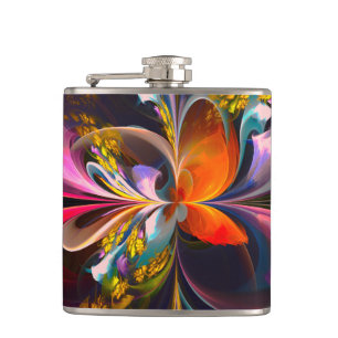 Modern Floral Abstract Art Red Blue Pattern #13 Hip Flask