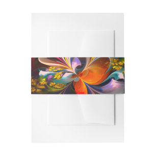 Modern Floral Abstract Art Red Blue Pattern #13 Invitation Belly Band