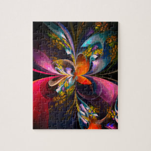 Modern Floral Abstract Art Red Blue Pattern #13 Jigsaw Puzzle