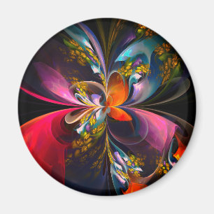 Modern Floral Abstract Art Red Blue Pattern #13 Magnet