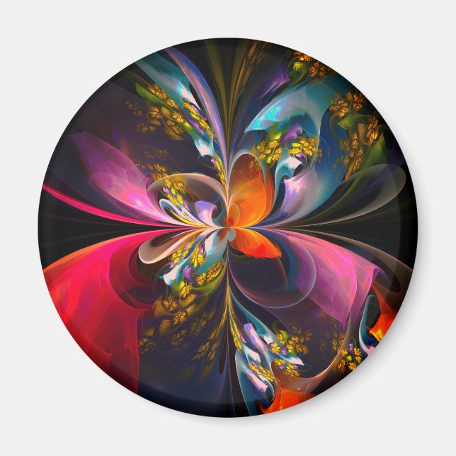 Modern Floral Abstract Art Red Blue Pattern #13 Magnet (Front)