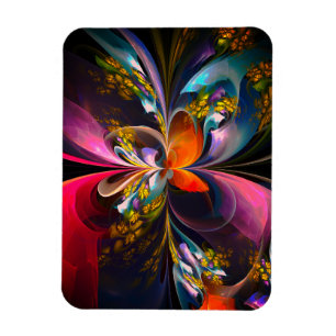 Modern Floral Abstract Art Red Blue Pattern #13 Magnet