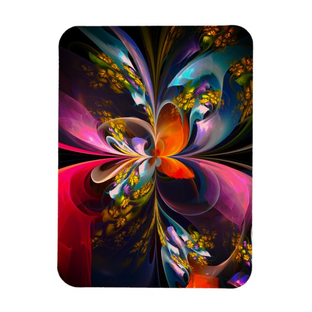 Modern Floral Abstract Art Red Blue Pattern #13 Magnet (Vertical)