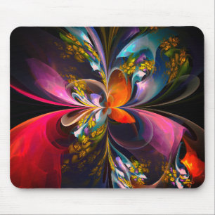 Modern Floral Abstract Art Red Blue Pattern #13 Mouse Mat