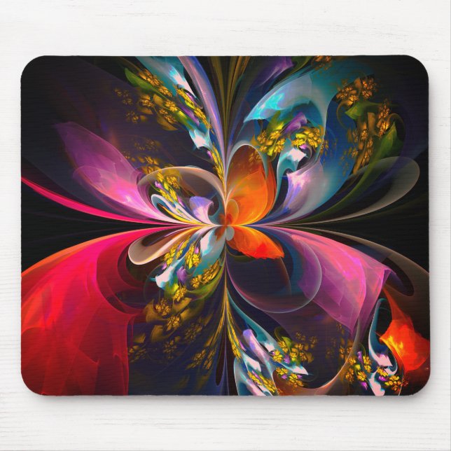 Modern Floral Abstract Art Red Blue Pattern #13 Mouse Mat (Front)