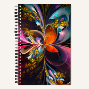 Modern Floral Abstract Art Red Blue Pattern #13 Notebook