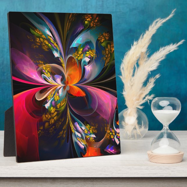 Modern Floral Abstract Art Red Blue Pattern #13 Plaque (Side)