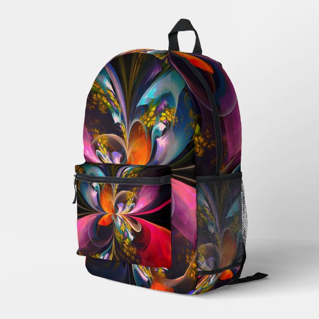 Modern Floral Abstract Art Red Blue Pattern #13 Printed Backpack (Back Corner Right)