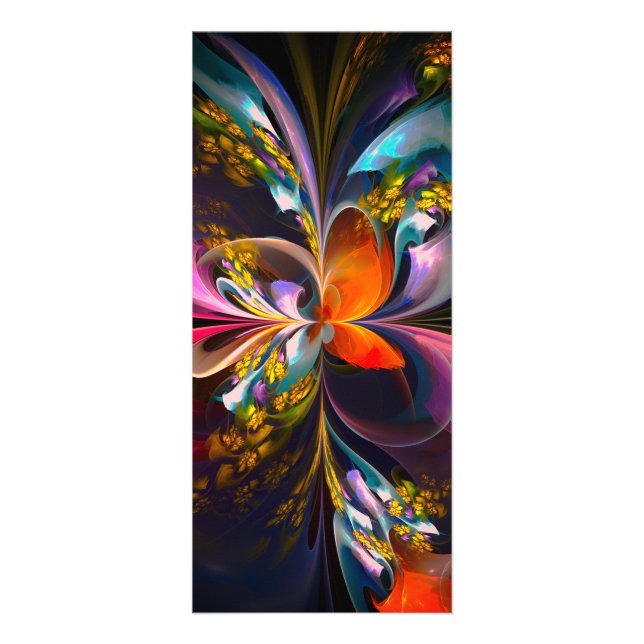 Modern Floral Abstract Art Red Blue Pattern #13 Rack Card (Front)