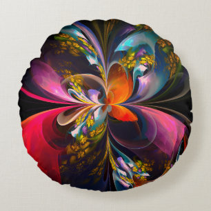 Modern Floral Abstract Art Red Blue Pattern #13 Round Cushion