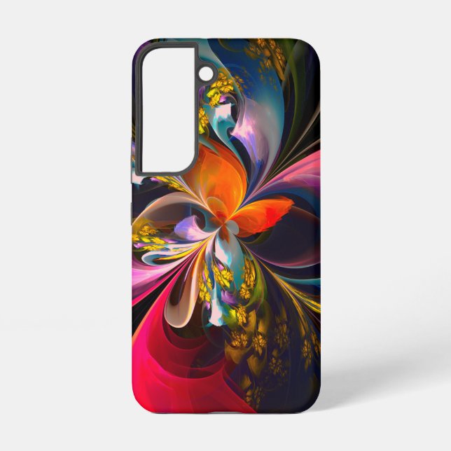 Modern Floral Abstract Art Red Blue Pattern #13 Samsung Galaxy S22 Case (Back)