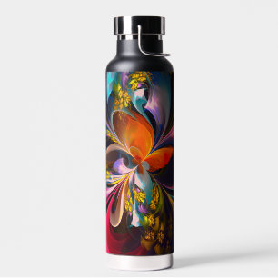 Modern Floral Abstract Art Red Blue Pattern #13 Water Bottle